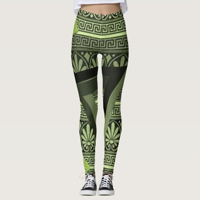 leggings verdes triangulares de mulheres negras (Frente)