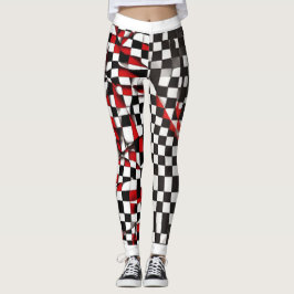 Leggings verificadas em vermelho e branco contrast