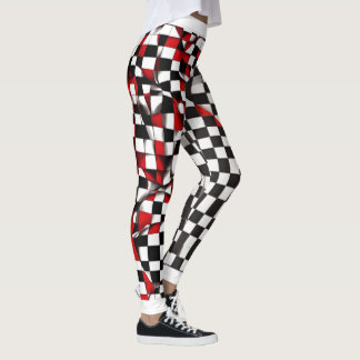 Leggings verificadas em vermelho e branco contrast