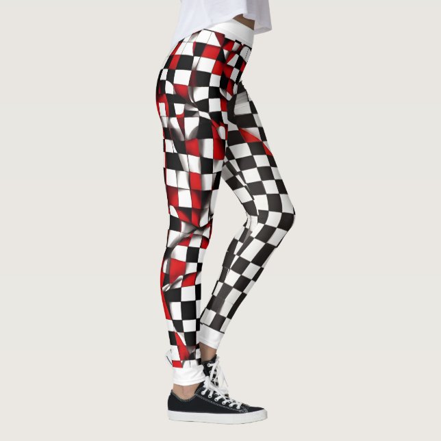Leggings verificadas em vermelho e branco contrast (Direita)