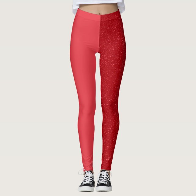 Leggings Vermelhas de Duas Cores Personalizáveis – (Frente)