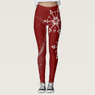 Leggings vermelhas de Natal elegantes .