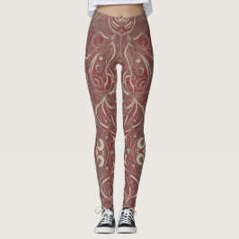 Leggings Vermelhas de Padrão Gótico
