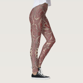 Leggings Vermelhas de Padrão Gótico