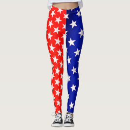 Leggings vermelhas e azuis
