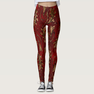 Leggings vermelhas e Douradas
