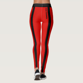 Leggings Vermelhas e Pretas, Brilhantes Personaliz