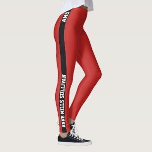 Leggings Vermelhas Elegantes com Nome e Iniciais