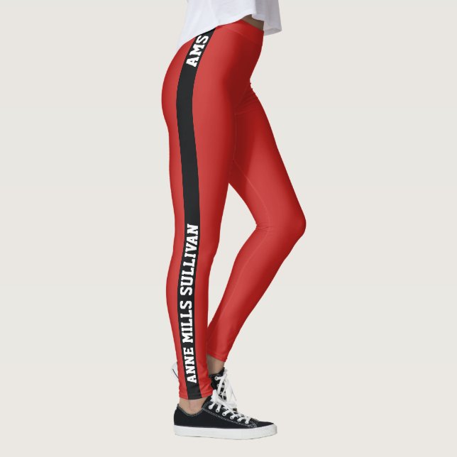 Leggings Vermelhas Elegantes com Nome e Iniciais (Direita)