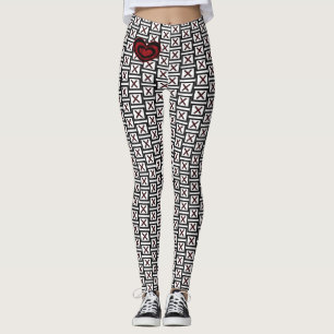 Leggings Vermelhas Pretas e Brancas para Mulheres
