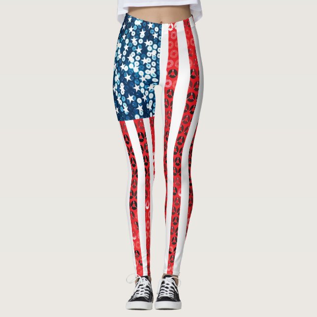 leggings verticais de bandeira americana (Frente)