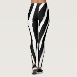 Leggings Verticais de Padrões Zebra Preto e Branco