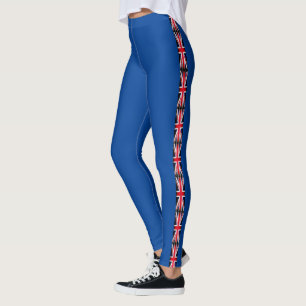 Leggings Verticais Union Jack - Vermelho Azul Band