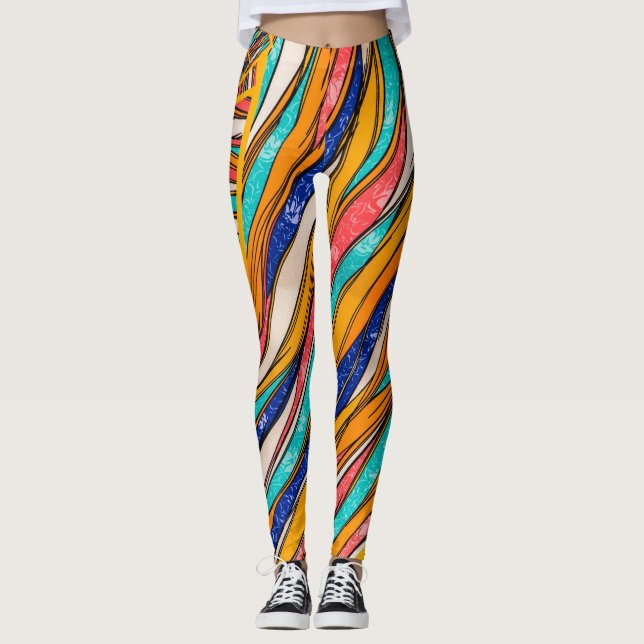 Leggings vibrantes do Rainbow Pattern Girl (Frente)