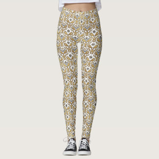 Leggings Vintage Steampunk Engrenagens Douradas e