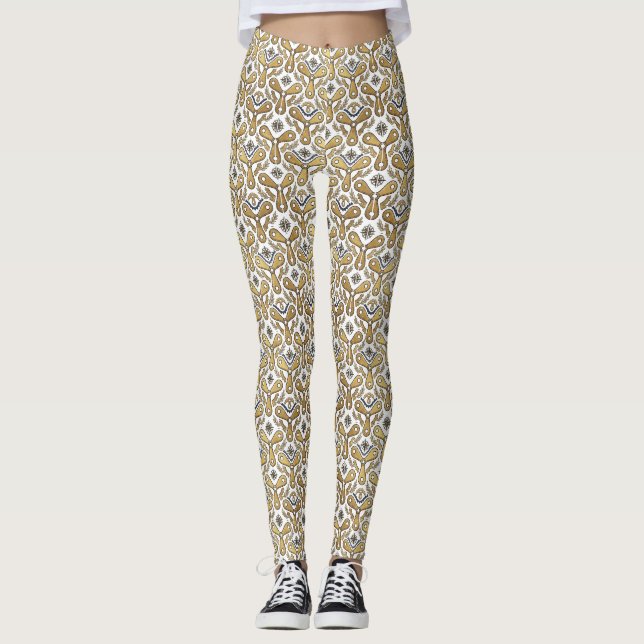 Leggings Vintage Steampunk Engrenagens Douradas e  (Frente)
