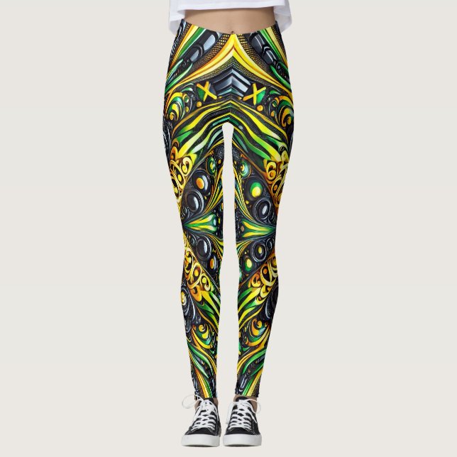 Leggings with Jamaican Colors design (Frente)
