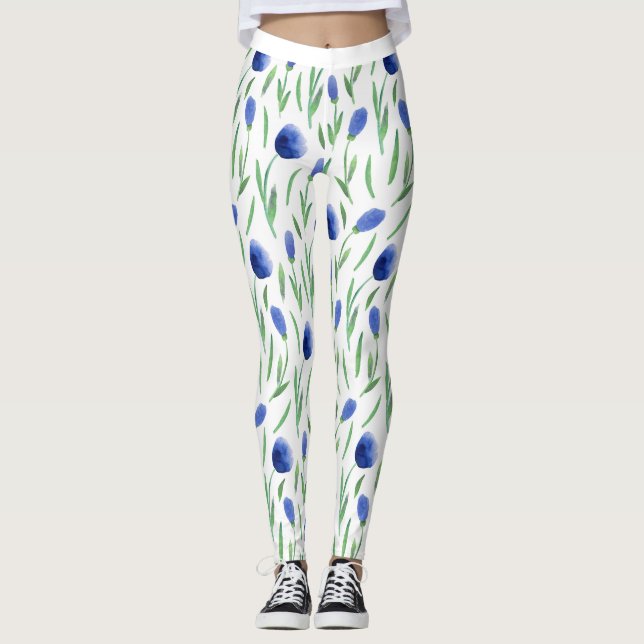 Leggings Women - Blue Flowers (Frente)