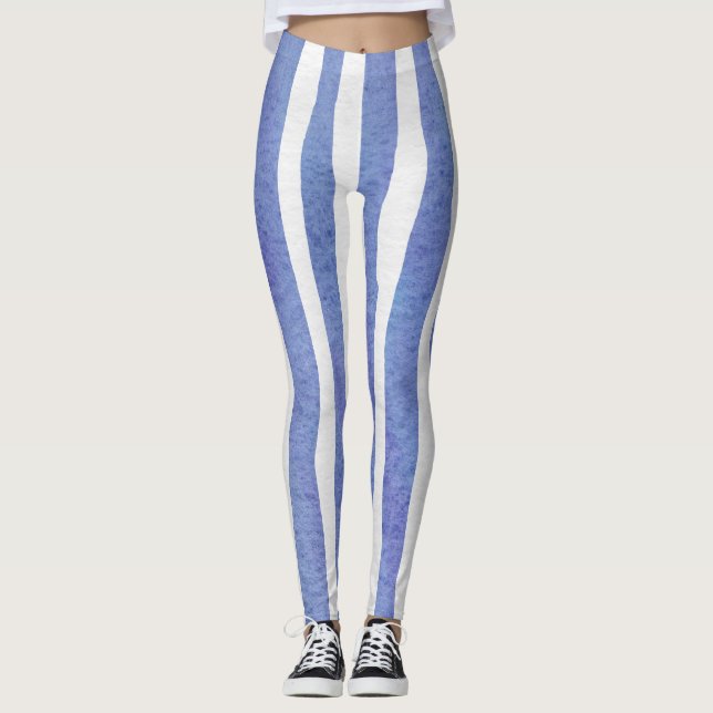 Leggings Women - Blue Stripe Pattern (Frente)