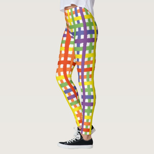 Leggings Xadrez Colorido Arco-íris Aquarela (Esquerda)