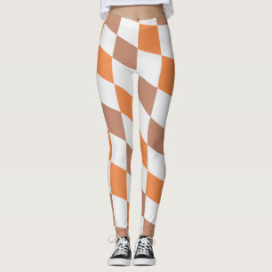 Leggings Xadrez Laranja e Marrom Outono Retro