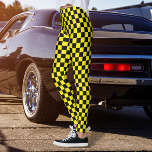 Leggings Xadrez Preto e Amarelo