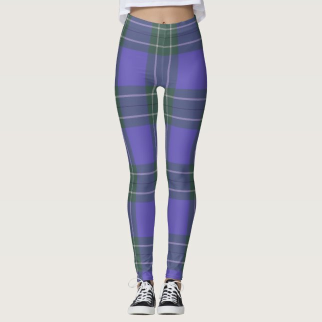 Leggings xadrez verde e roxo (Frente)