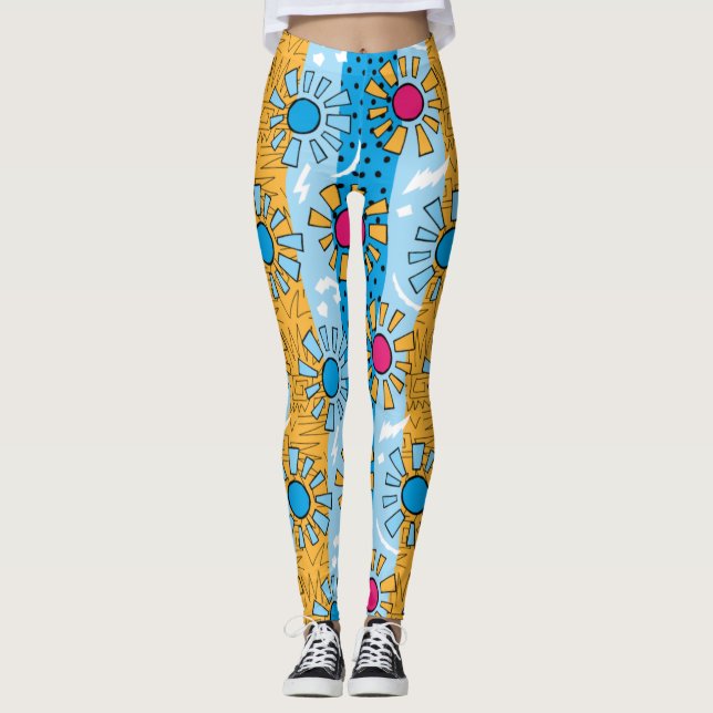 Leggings Yoga do estilo Synthwave/Vaporwave (Frente)