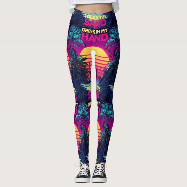 Leggings Yoga do estilo Synthwave/Vaporwave (Frente)