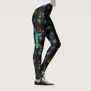 Leggings Yoga Pants Black Rainbow