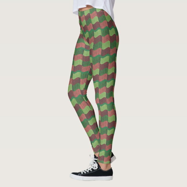Leggings Yoga "Rosa & Green Flag Impressão" (Esquerda)