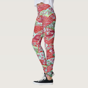 Leggings Yuzen De Origami Yuzen, De Vermelho De Wa