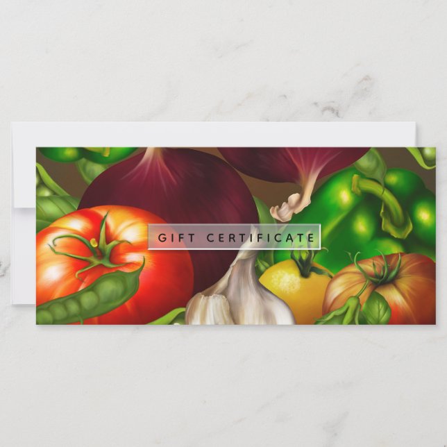 Legumes e Ervas Certificado de Presente de Comida  (Frente)