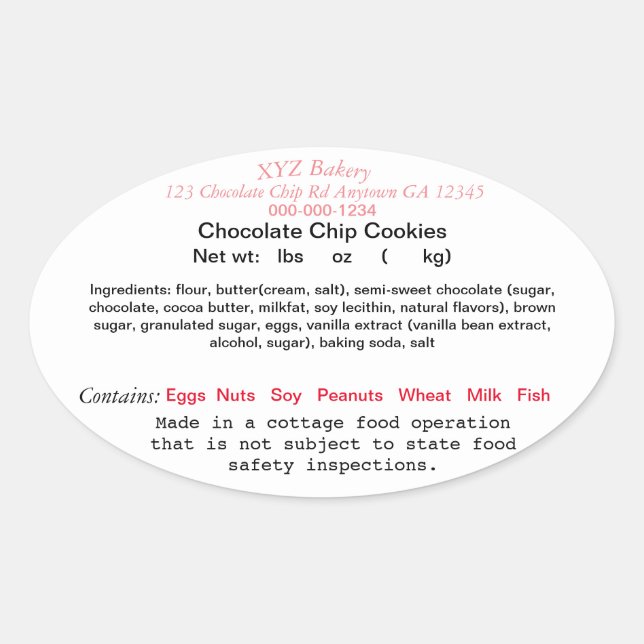 Lei de alimentos caseiros da Geórgia etiqueta feir (Frente)