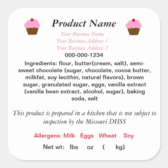 Lei de Comida de algodão MISSOURI Etiqueta de prod (Frente)