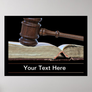 Lei e poster da sala do tribunal