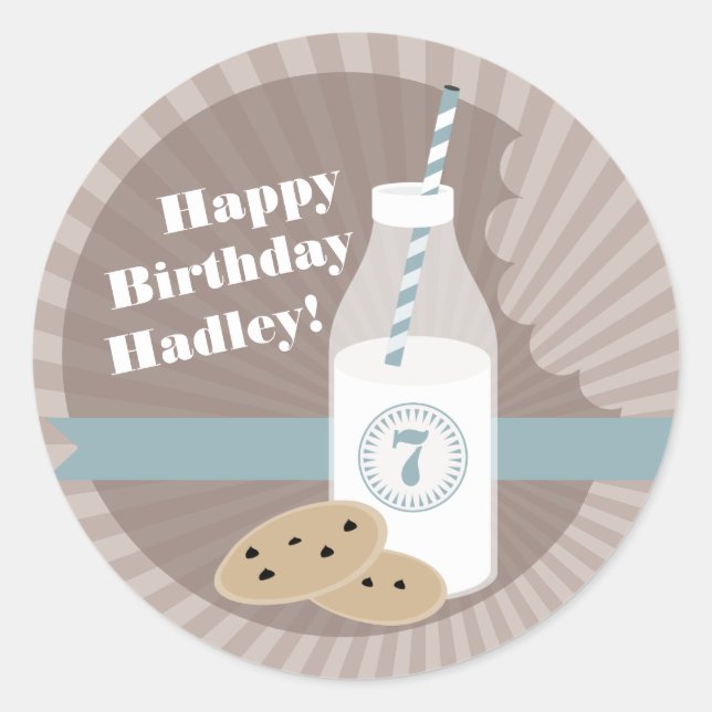 Leite Cookies Aniversário Adesivo Chocolate Azul (Frente)