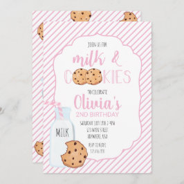 Leite de Menina e Cookies Rosa Convite para Aniver