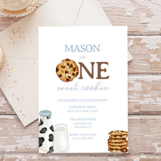 Leite e Biscoitos Primeiro Convite de aniversário