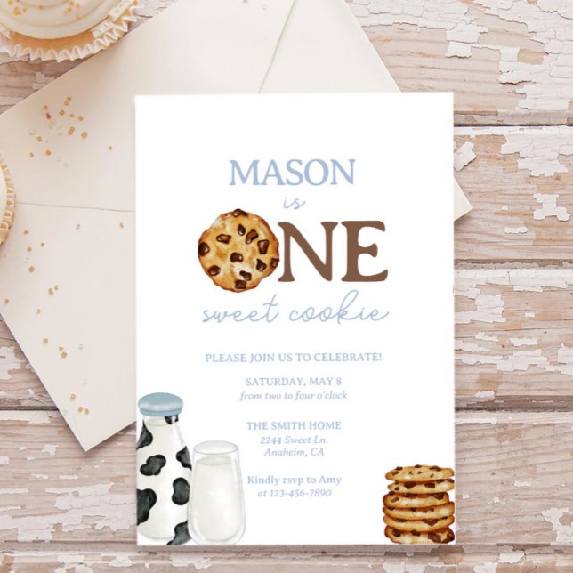 Leite e Biscoitos Primeiro Convite de aniversário (Criador carregado)