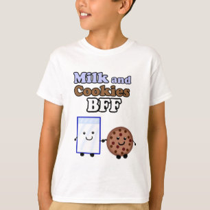 Leite e camisa dos biscoitos BFF