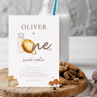 Leite e Cookies Primeiro Convite de aniversário