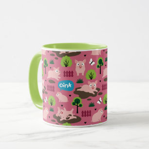 Leitões Felizes Na Caneca De Lama