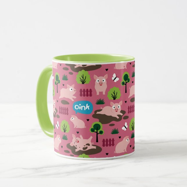 Leitões Felizes Na Caneca De Lama (Frente Esquerda)