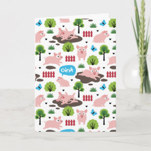 Leitões Felizes No Cartão De Lama