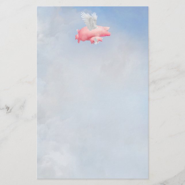 Leitões voadores com artigos de papelaria (Frente)