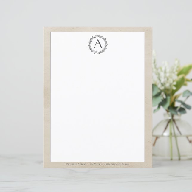 Leitura Beige Wreath Monographic (Em pé/Frente)