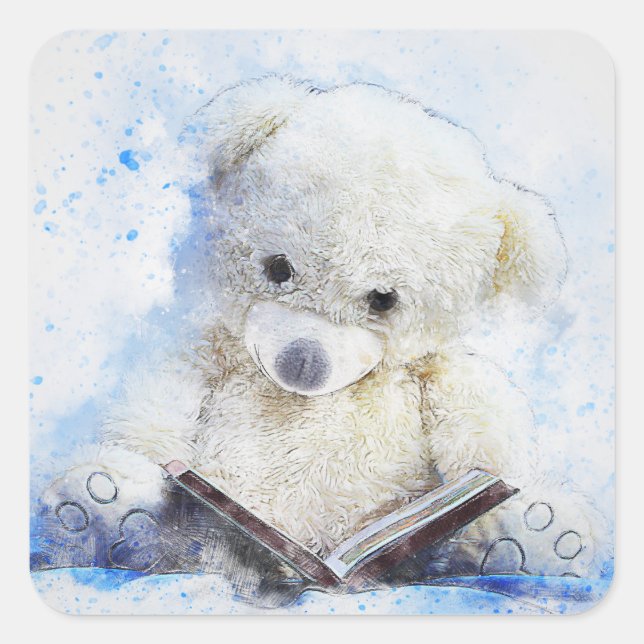 Leitura Clássica de Urso de Teddy com Adesivos Qua (Frente)