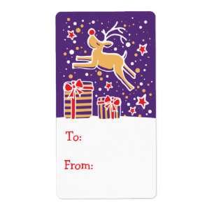 Leitura com etiqueta de presente de renas de Natal