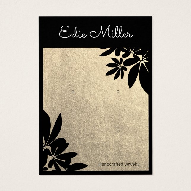 Leitura de Letra com Script Floral Preto Dourado E (Frente)